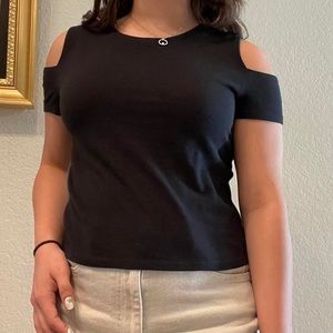 Black cold shoulder top